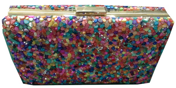 Coloured Stones Evening Clutch in Multi