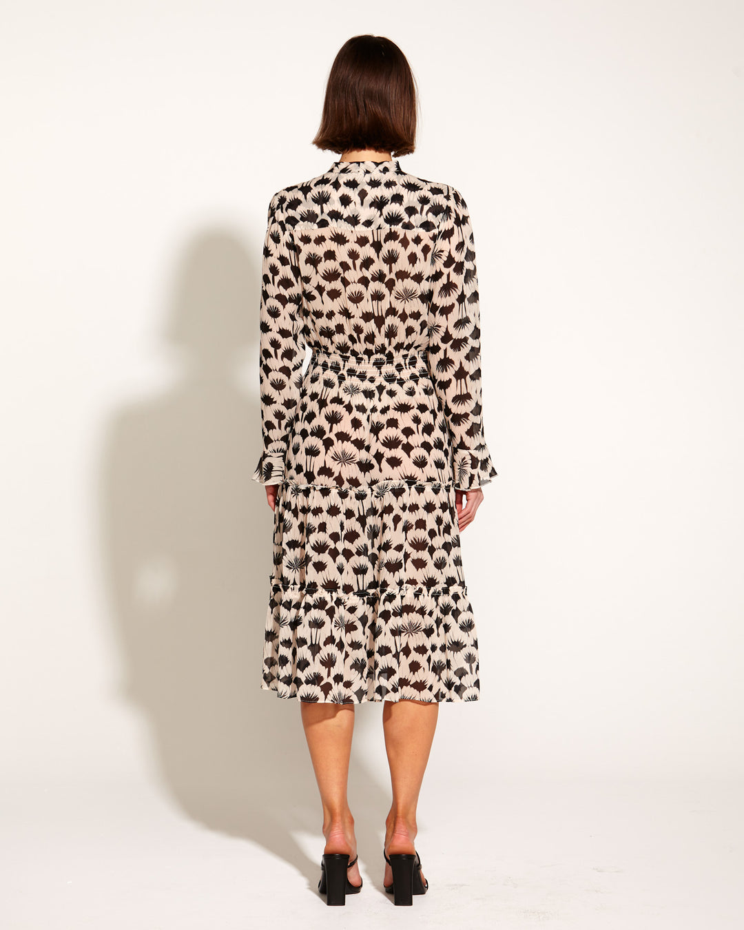 Fate Fancy Like Midi Tiered Shirt Dress in Black Fan