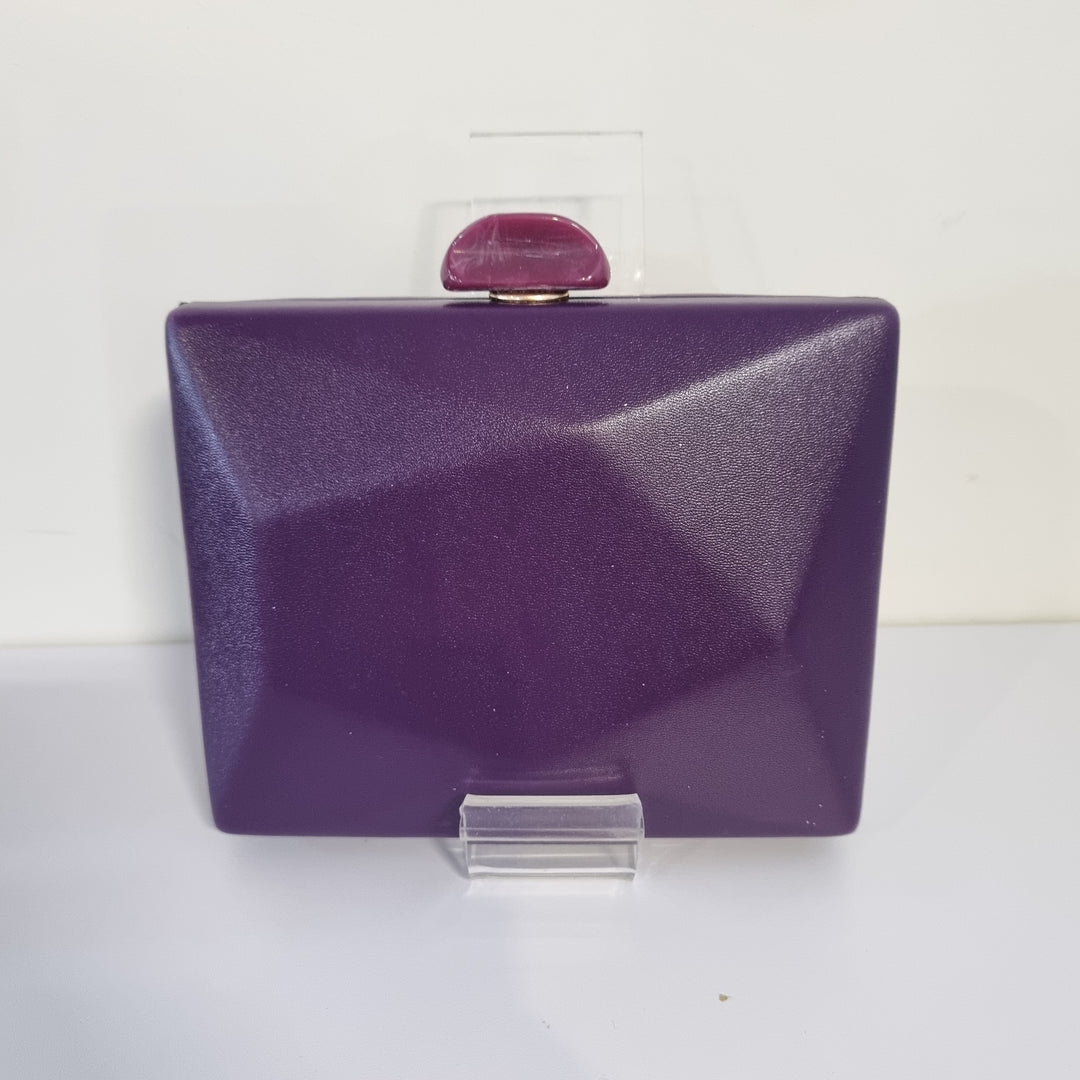 De Cavalier Purple Structured Clutch 854