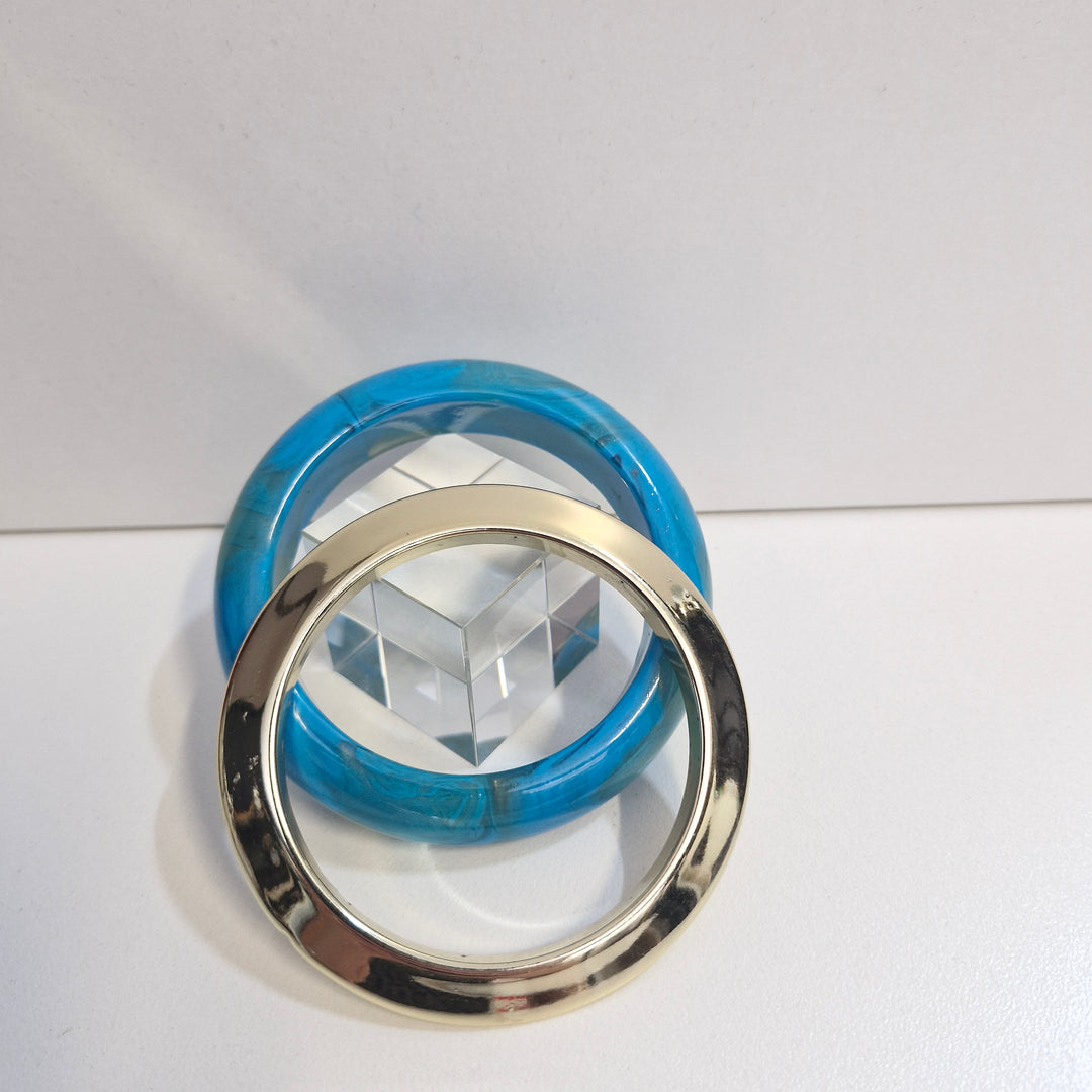 Acrylic bangles marble blue and gold