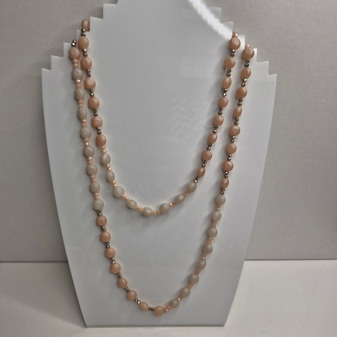 Stellar Rose pink and nude long necklace 65015