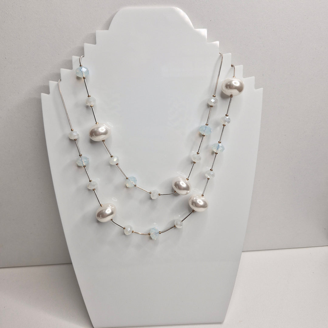 Stellar Rose pearl and crystal long necklace 65023