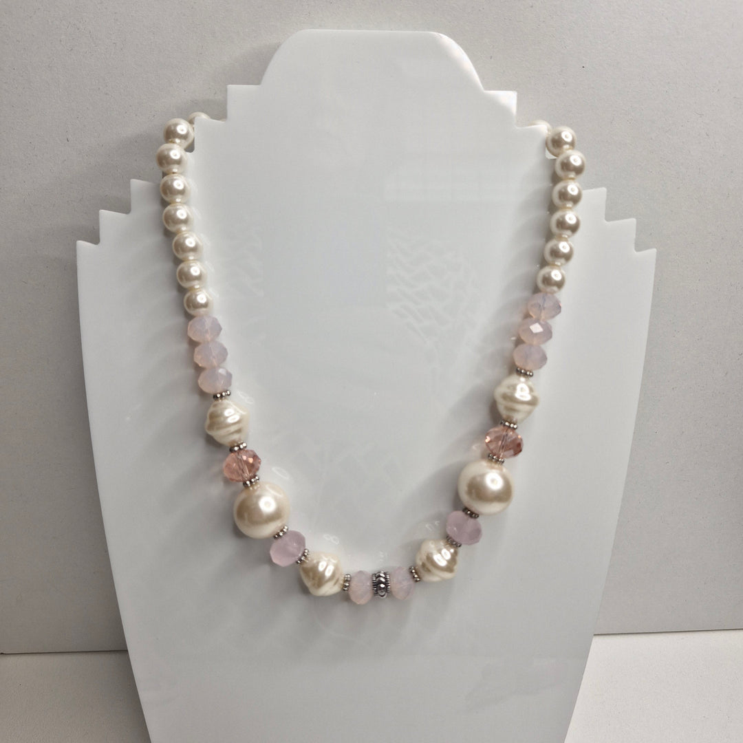 Stellar Rose pearl and pink bead necklace 76125