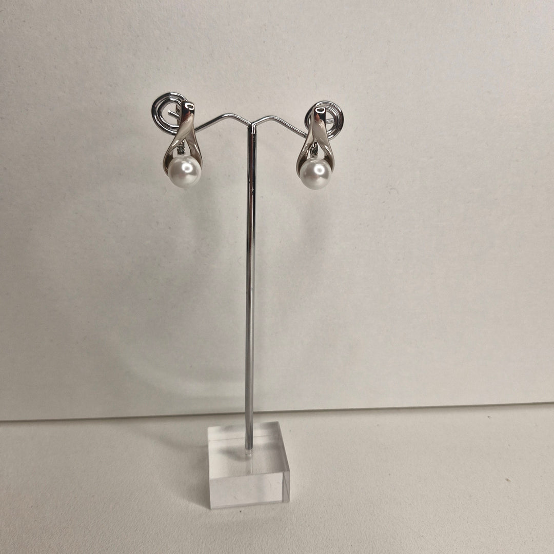 Stellar Rose silver and pearl earrings 77924