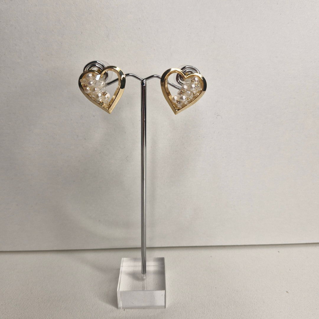 Stellar Rose Gold heart and crystal earrings 72979