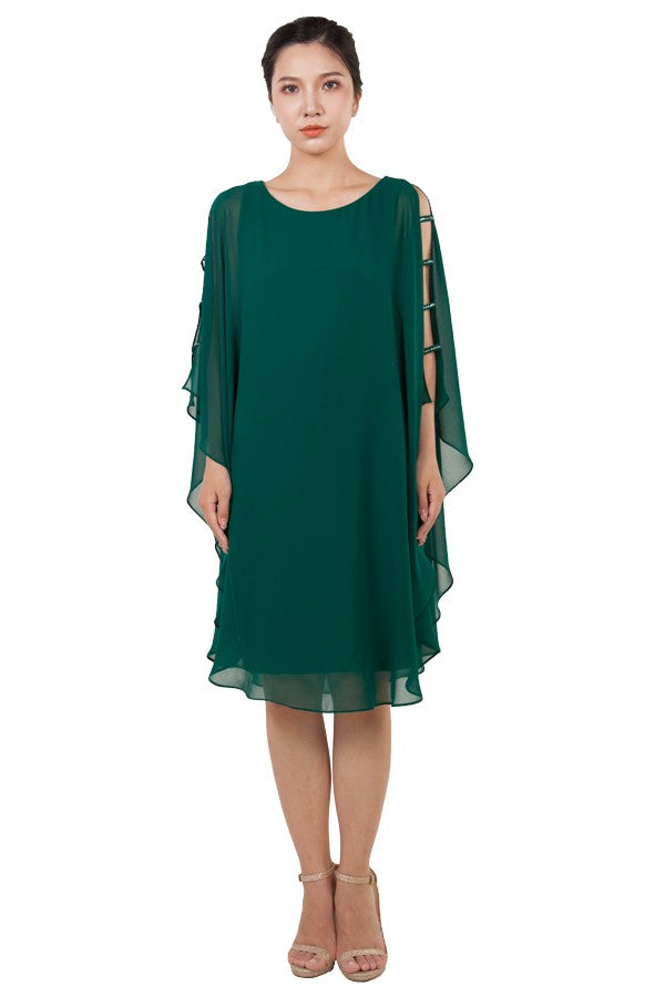 Miss Anne Chiffon Waterfall Dress in Green