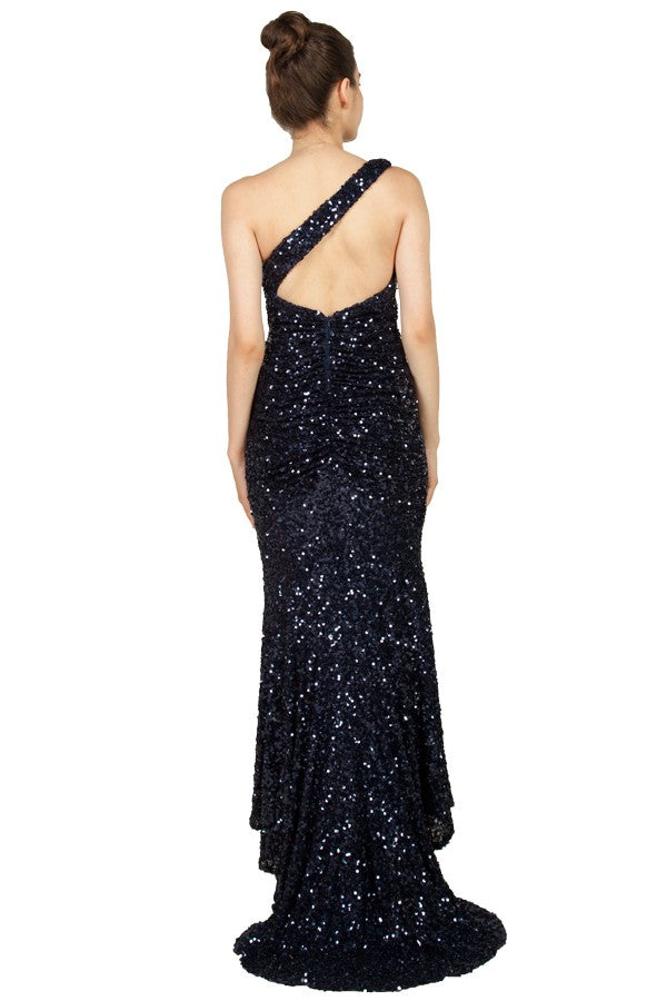 Anissa Sequin One Shoulder Gown in Navy 222478