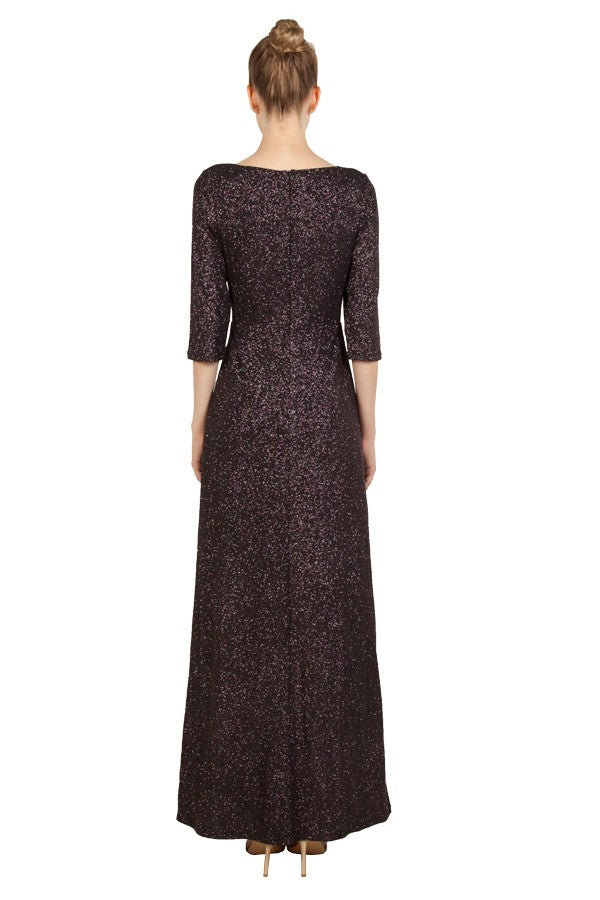 Miss Anne Long Sleeved Glitter Knit Gown in Multi or Royal