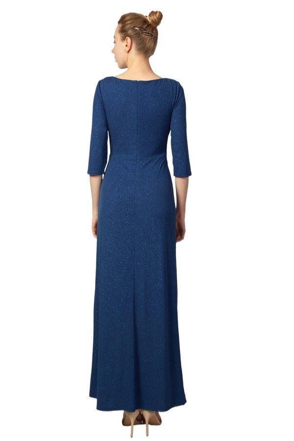 Miss Anne Long Sleeved Glitter Knit Gown in Multi or Royal