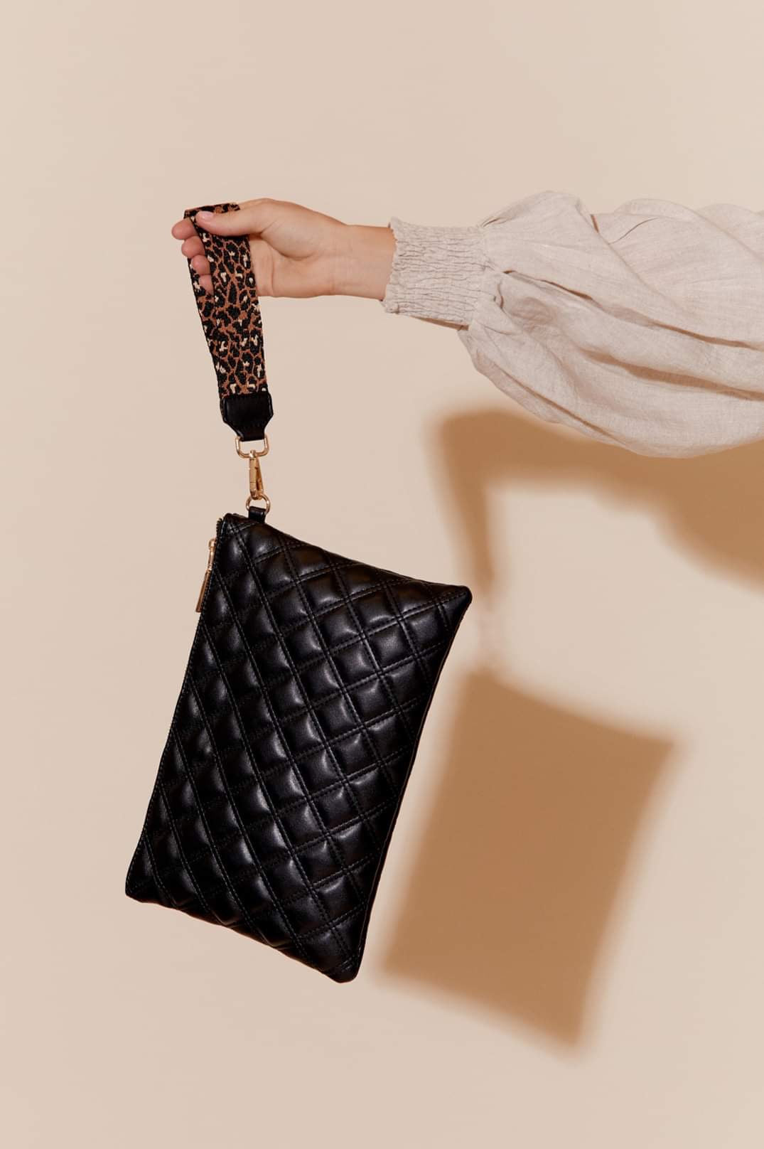 Adorne Kendra Quilted Pouch in Black AVD 1615