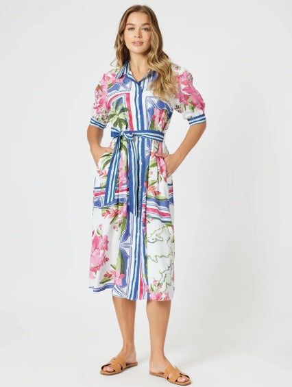 Gordon Smith Monaco Midi Shirt Dress in Sardina Blue