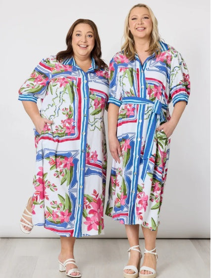 Gordon Smith Monaco Midi Shirt Dress in Sardina Blue