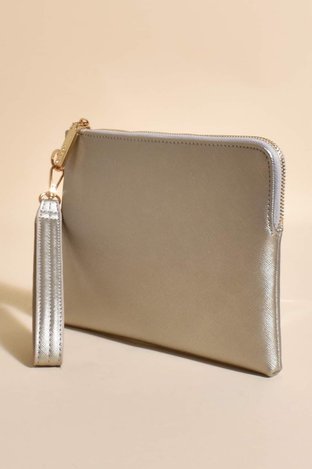 Adorne Becca Textured Corner Zip Pouch Silver AVD 1616