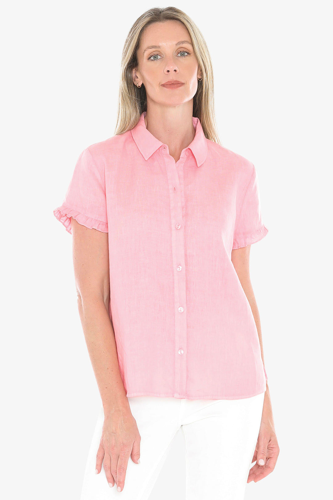 Jump Pigment Ruffle Shirt in Strawberry