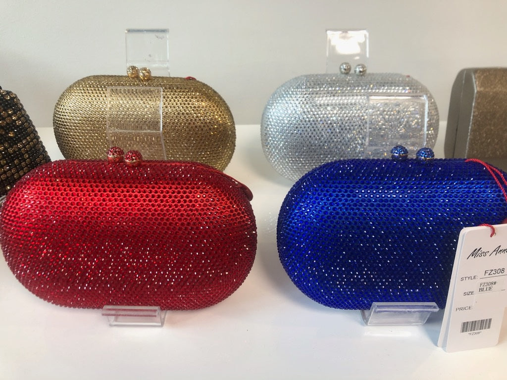 Diamante Structured Clutch in Cobalt FZ308