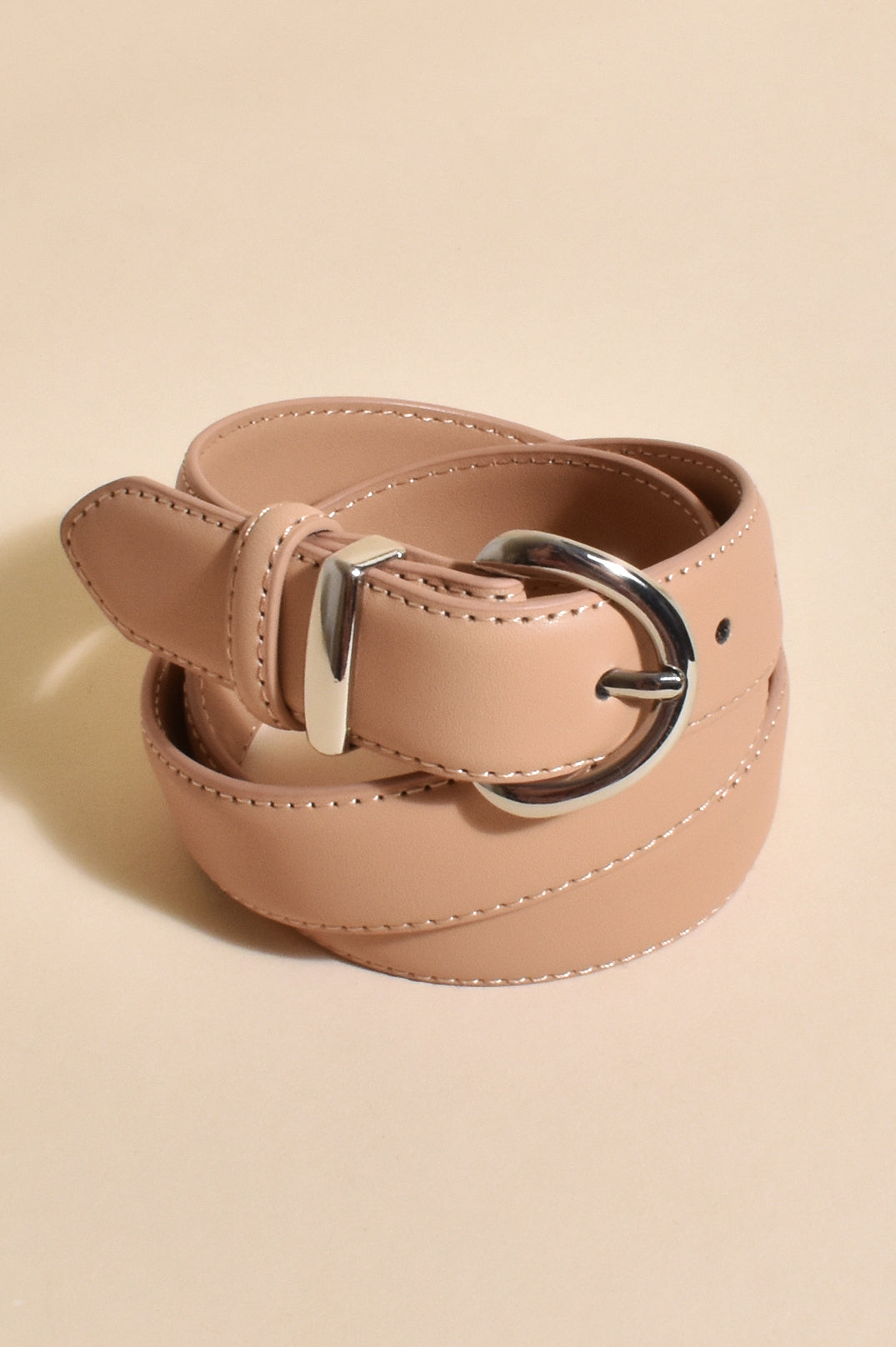 Adorne Simplicity Metal Buckle Belt in Camel ABD0608