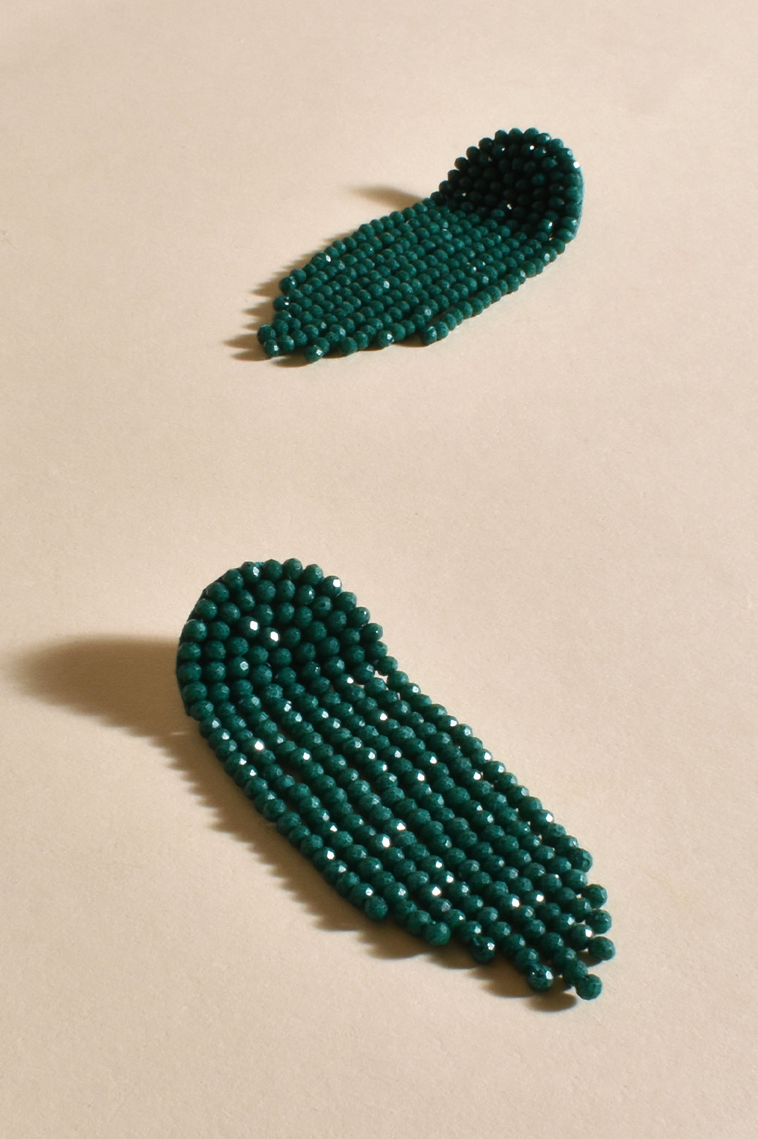 Beaded Tassel Earrings in Emerald