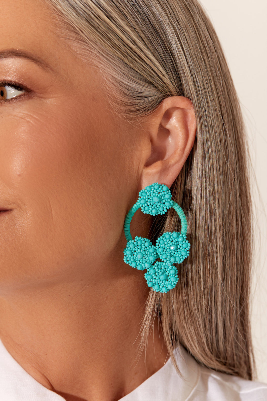 Adorne Beaded Crochet Ring Front Earrings AEA3219