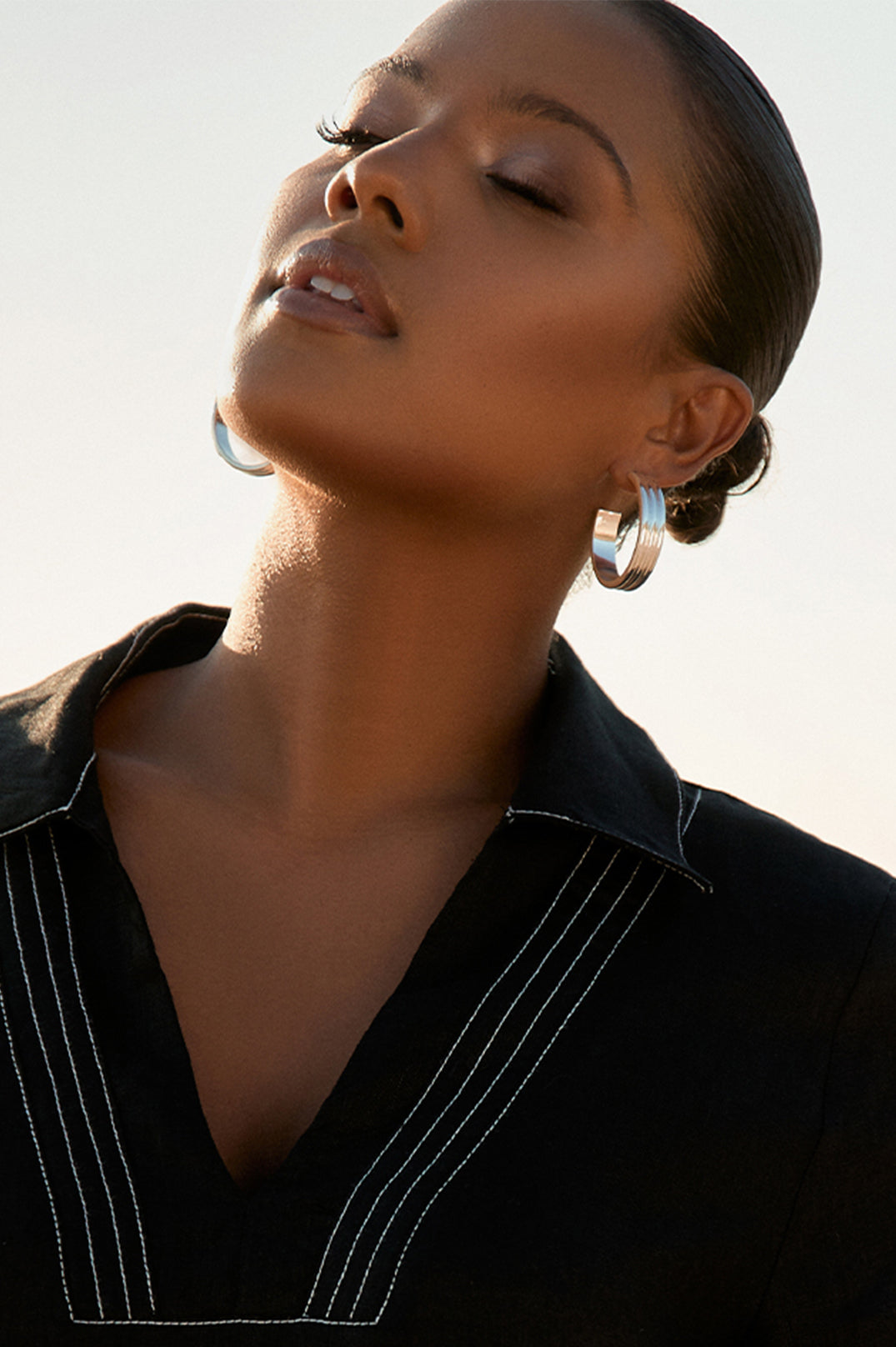Adorne Ridged Event Hoops AED3805 Silver