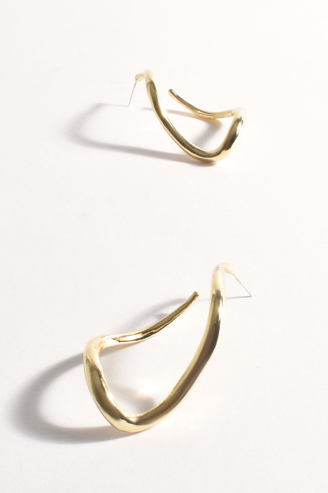Adorne Statement Metal Geo Hoops Gold AED3935