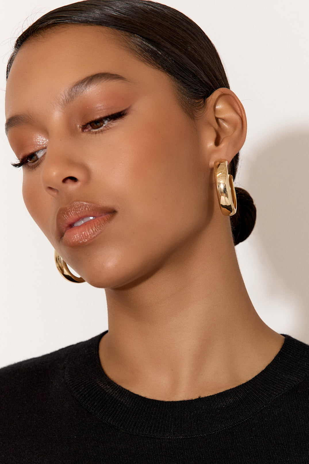 Adorne Ridged Statement Hoops Gold AED3941