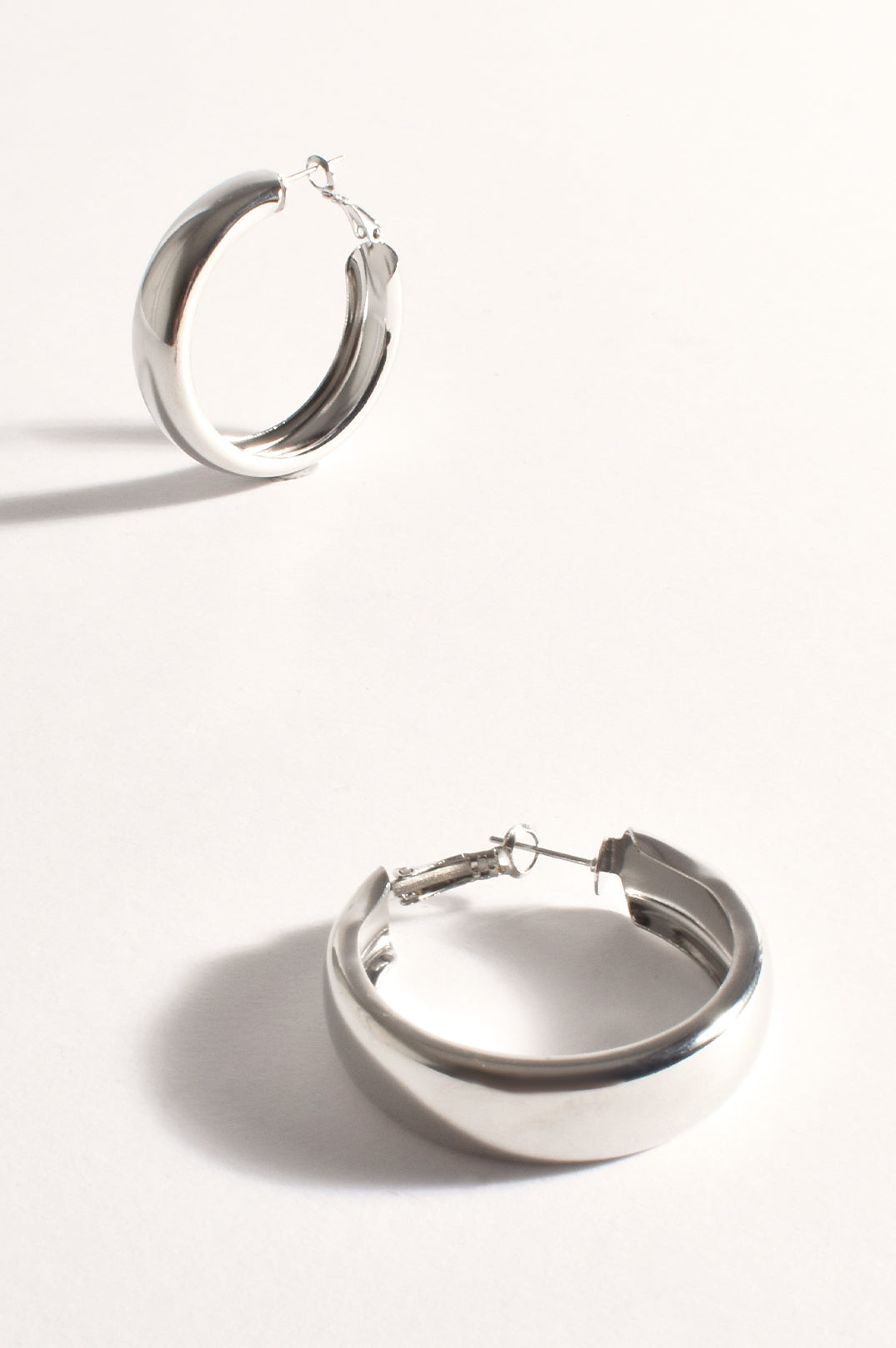 Adorne Ridged Statement Hoops Silver AED3941