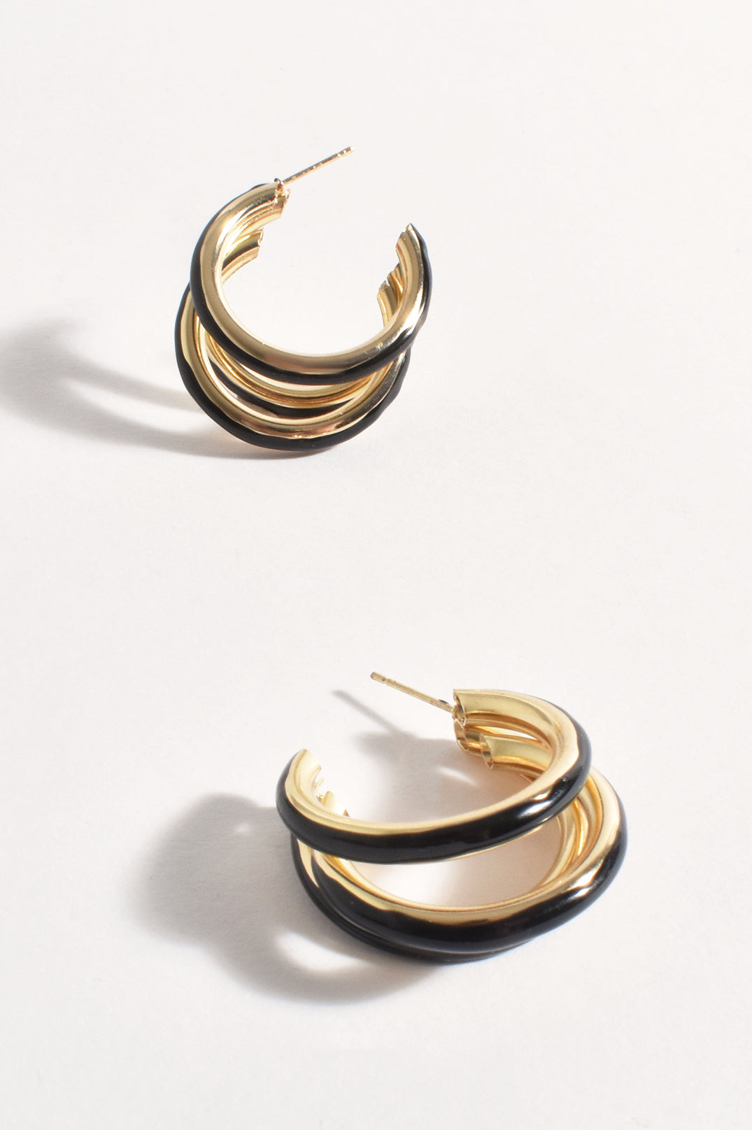 Adorne Enamel Painted Crossover Hoops Black AED4035