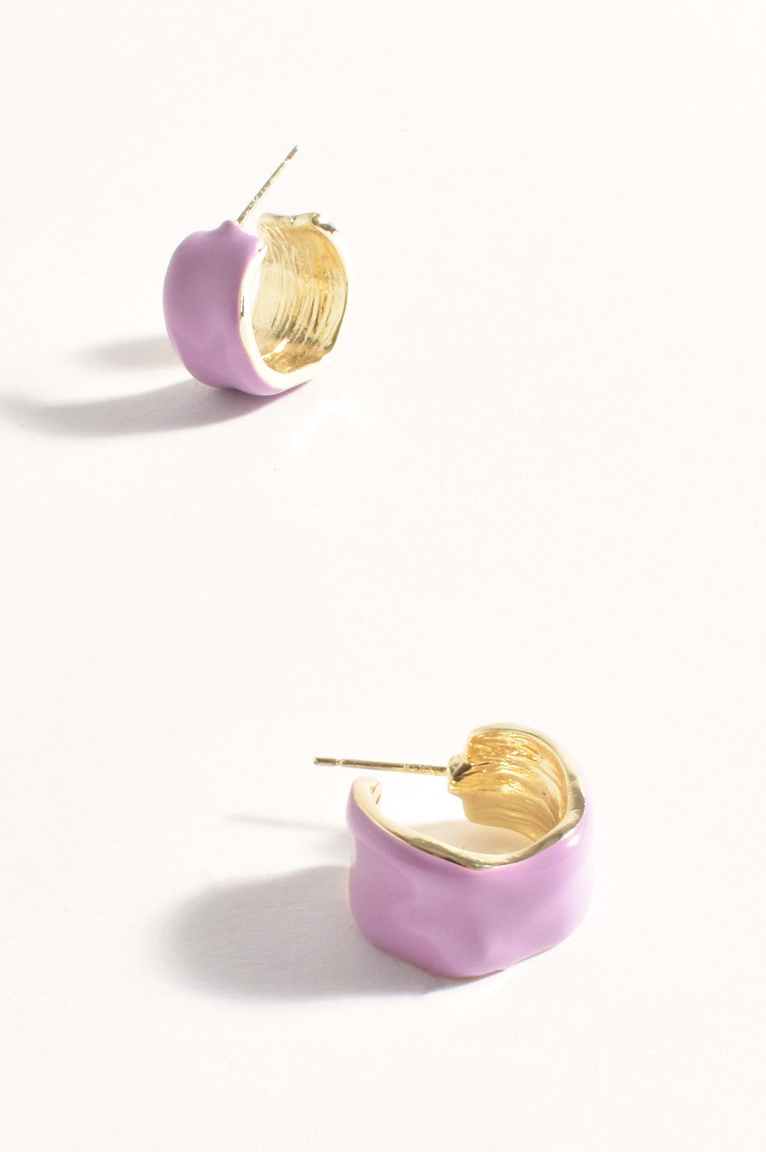 Adorne Mini Enamel Metal Hoops in Lilac AED4114