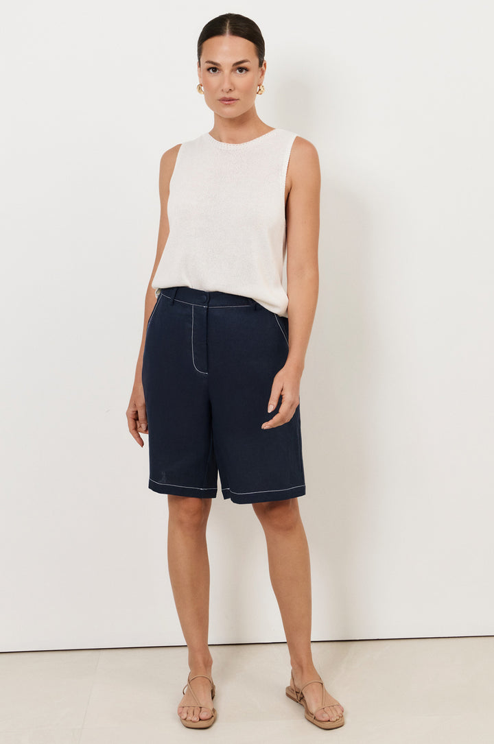 Adorne Heidi Contrast Stitch Bermuda Short