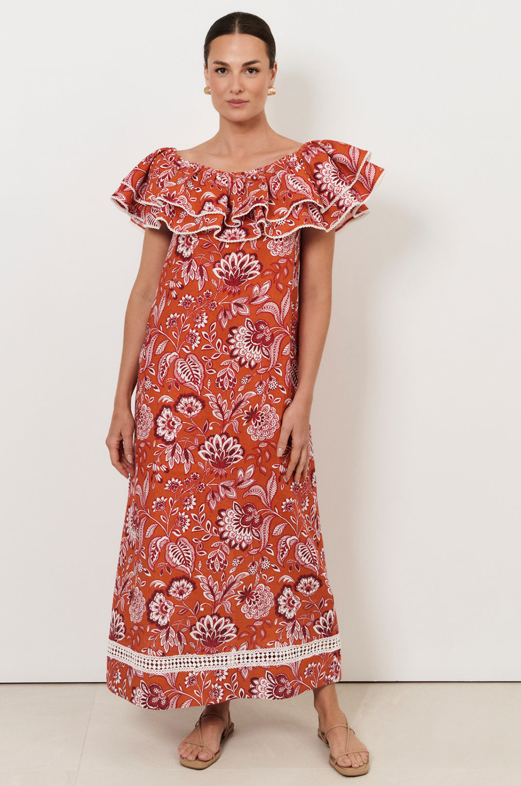 Adorne Serena Linen Frill Dress in