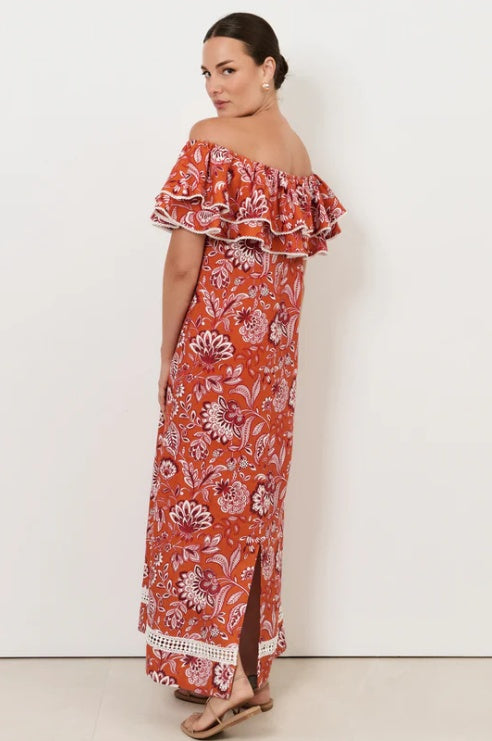Adorne Serena Linen Frill Dress in