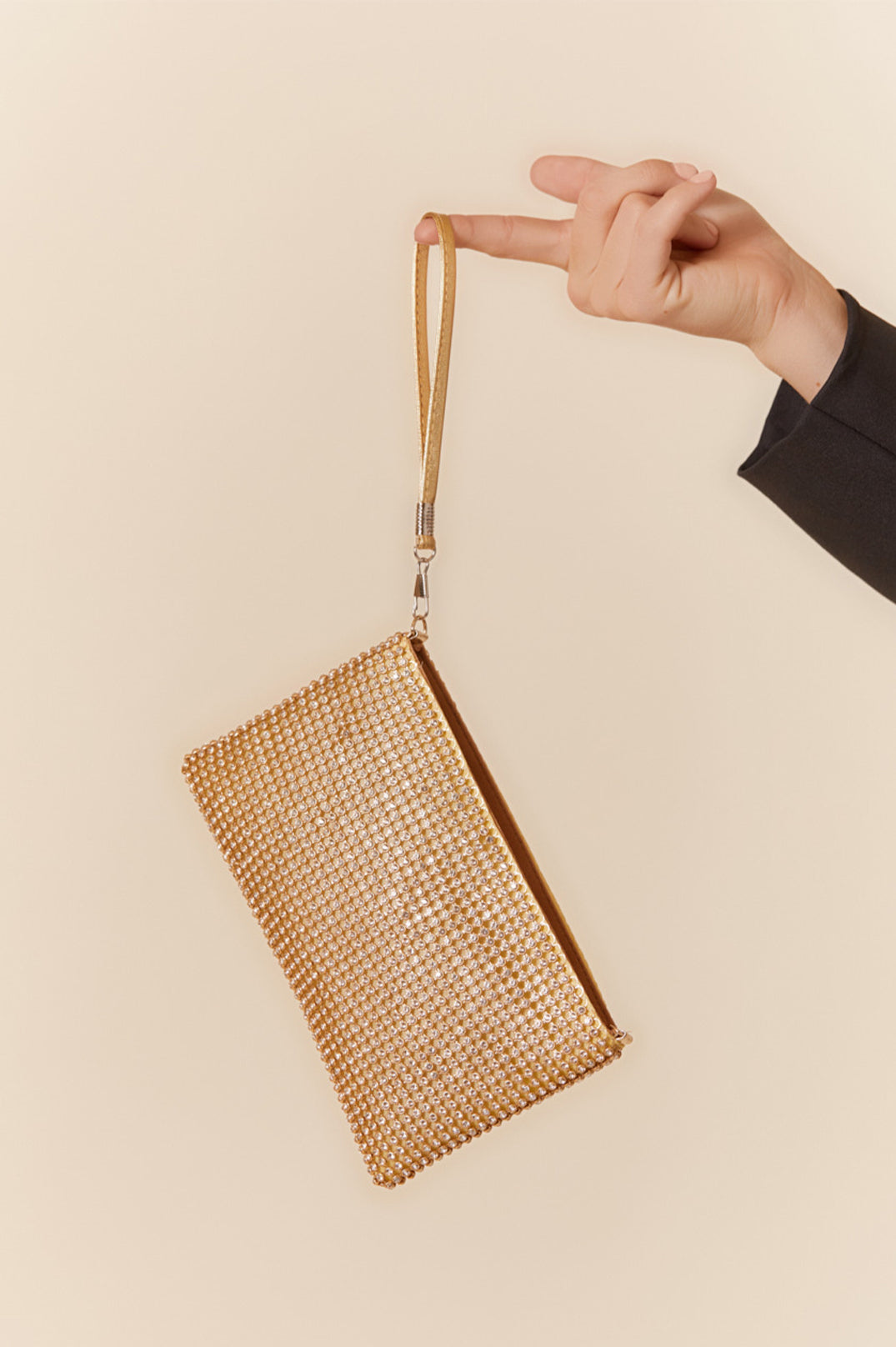 Adorne Annie Diamante Pouch GoldAVD 1555