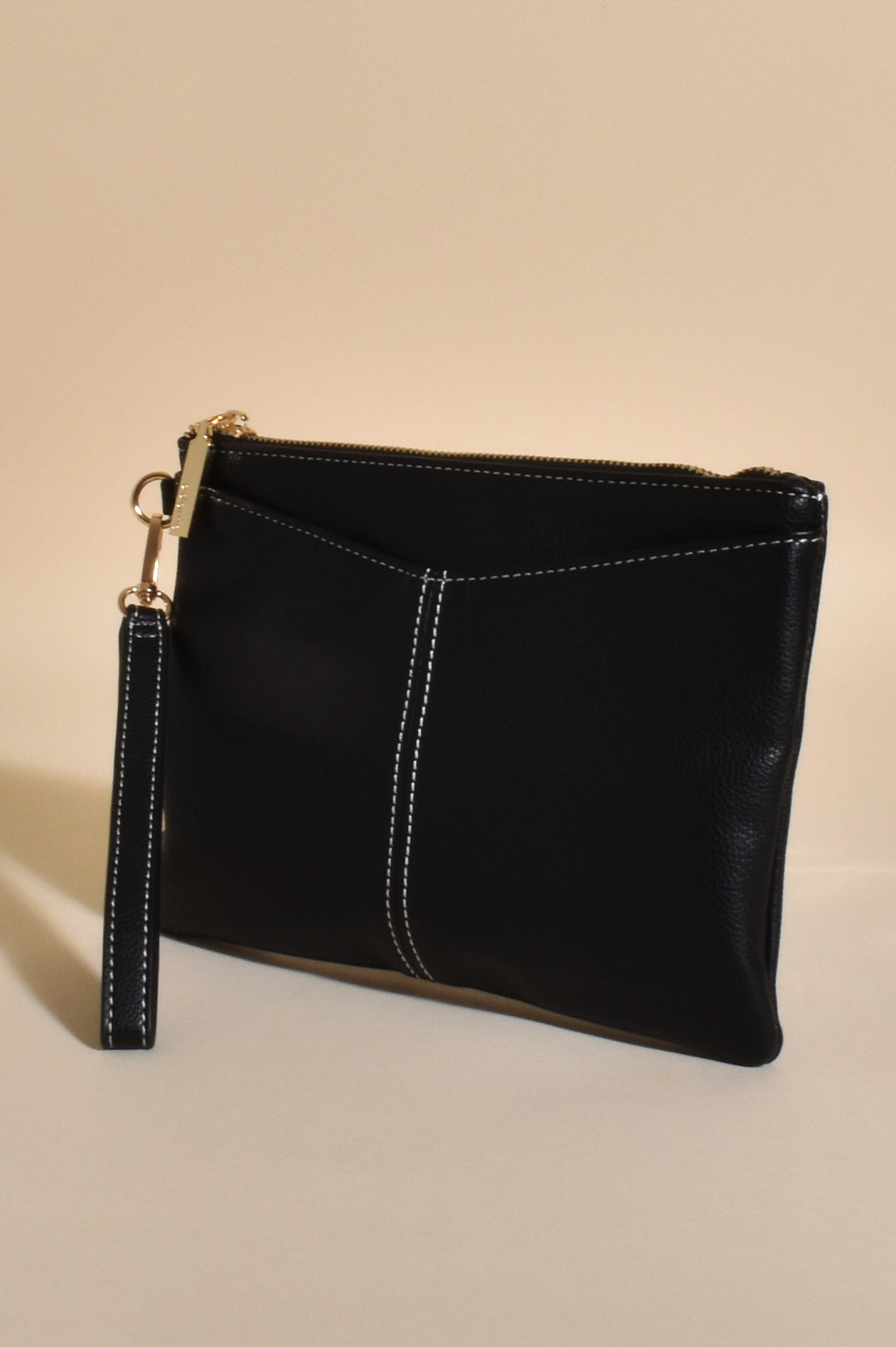 Adorne Ramona Contrast Stitch Pouch Black AVD 1625