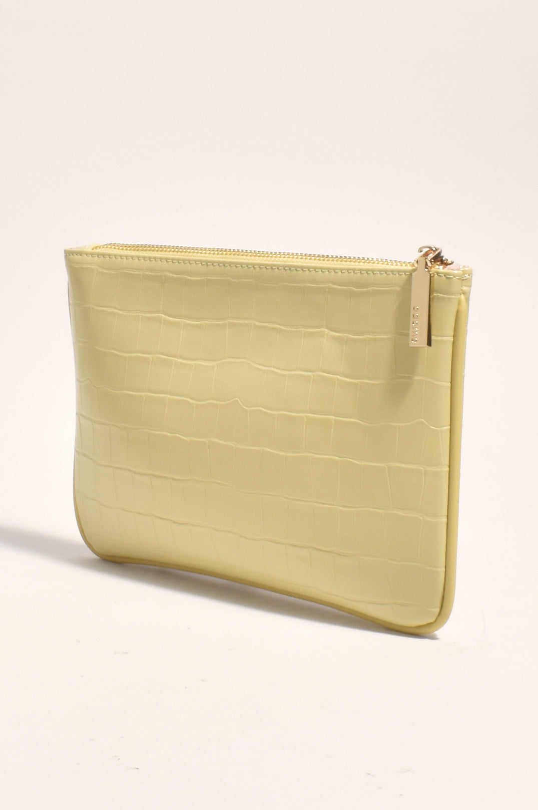 Adorne Francesca Croc Pouch in Butter Yellow AVD1684