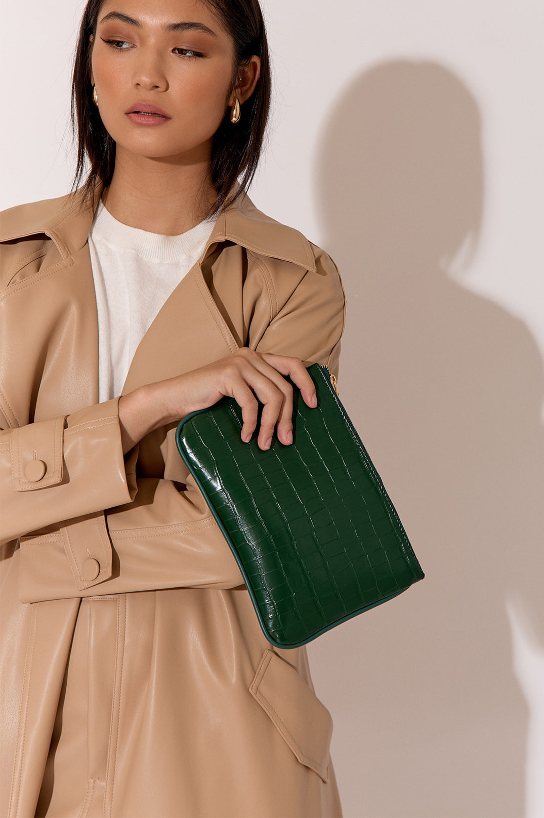 Adorne Francesca Croc Pouch in Green AVD1684