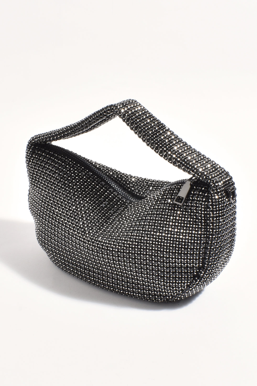 Adorne Briar Rhinestone Slouchy Mini Bag in Black