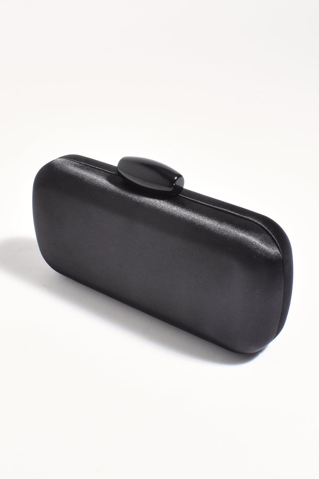 Adorne Claudette Satin Structured Clutch Black AVD1742