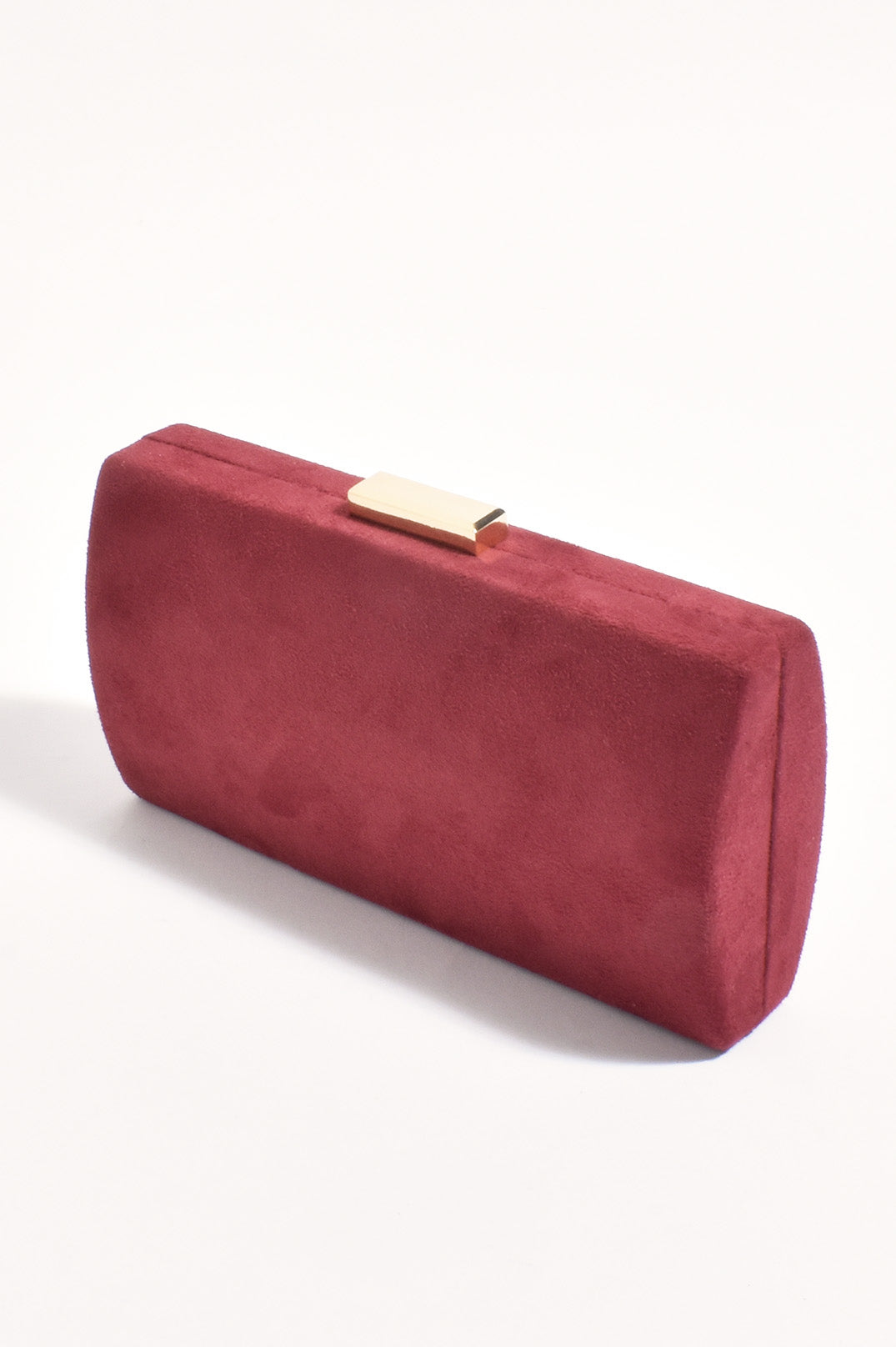 Adorne Clea Faux Suede Structured Clutch in Burgandy AVD1746