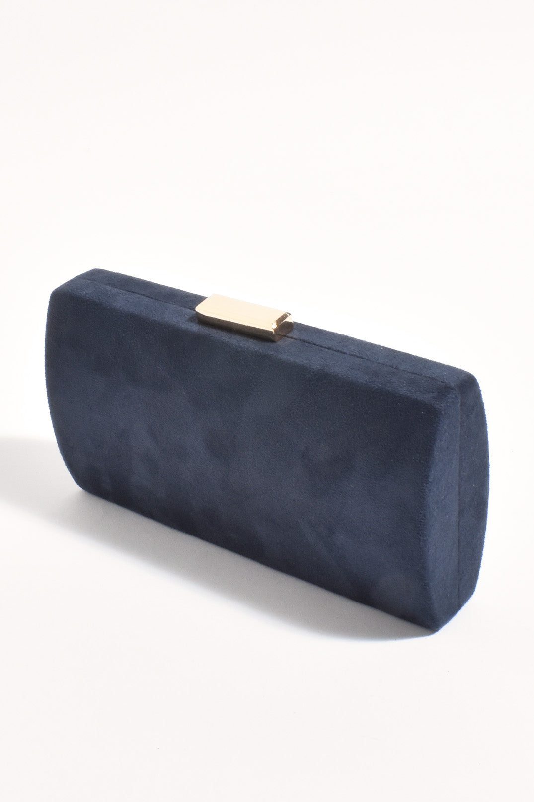 Adorne Clea Faux Suede Structured Clutch in Navy AVD1746