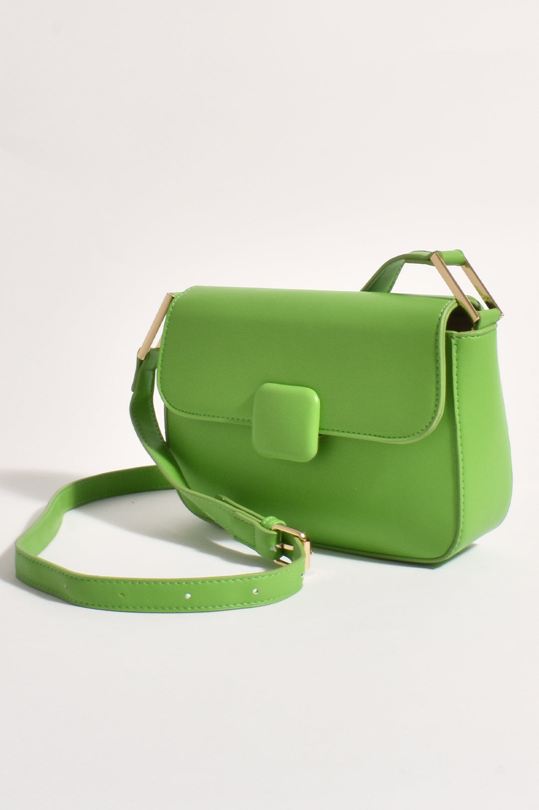 ADORNE EMMIE SELF BUCKLE CROSSBODY BAG IN GREEN