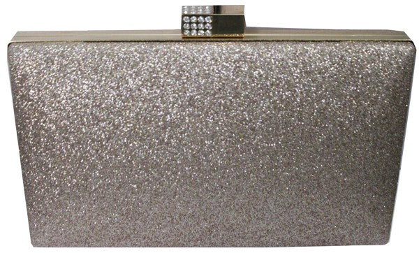 Glitter Evening Clutch with Diamante Clasp in Rose Gold B-24
