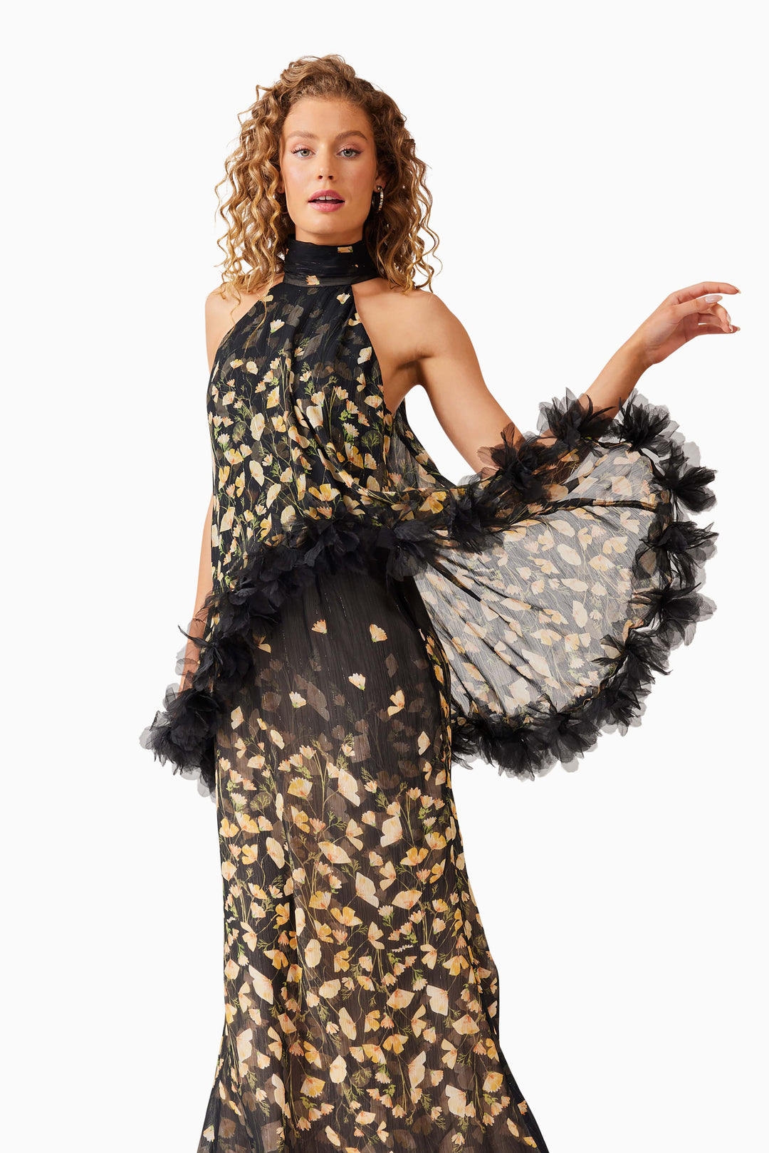 Elliatt Tulsia Cape Maxi Dress in Black