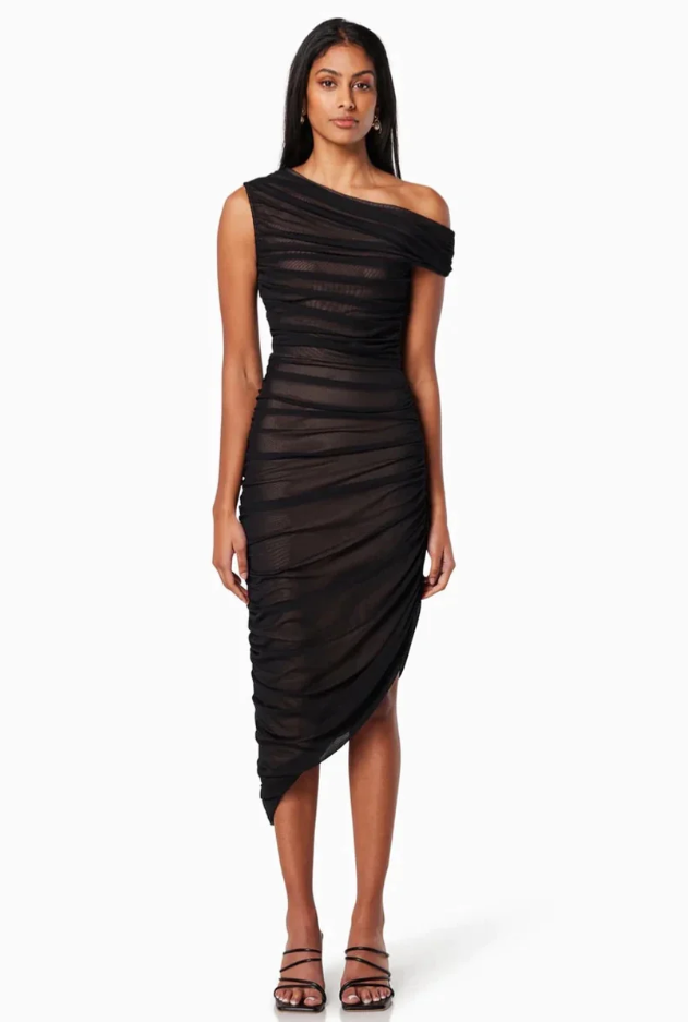 Elliatt Rome Fitted Midi Dress in Black