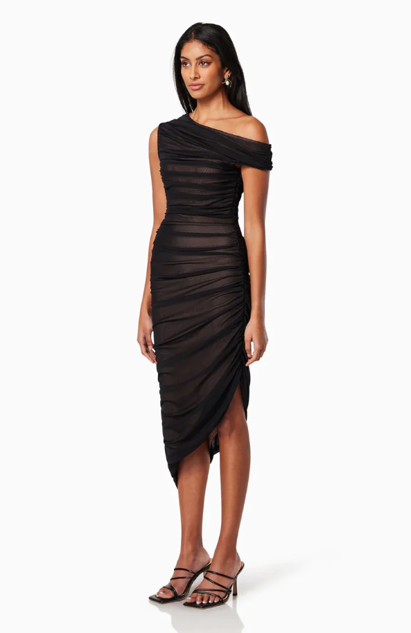 Elliatt Rome Fitted Midi Dress in Black