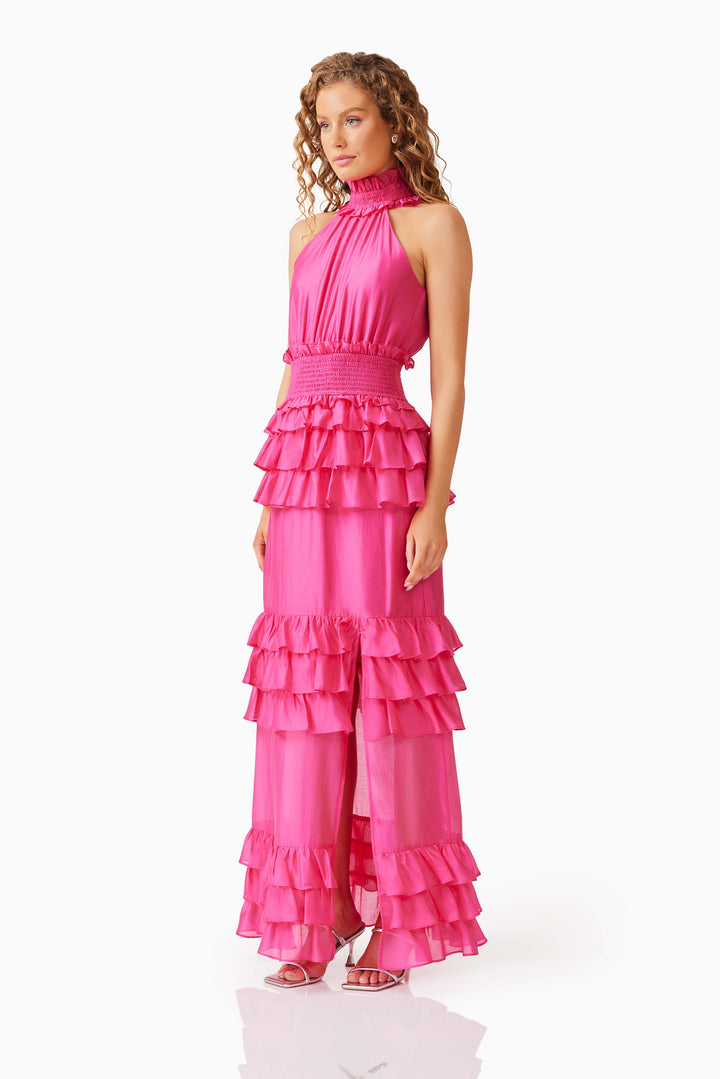 Elliatt Kalani Halter Maxi Dress in Hot Pink