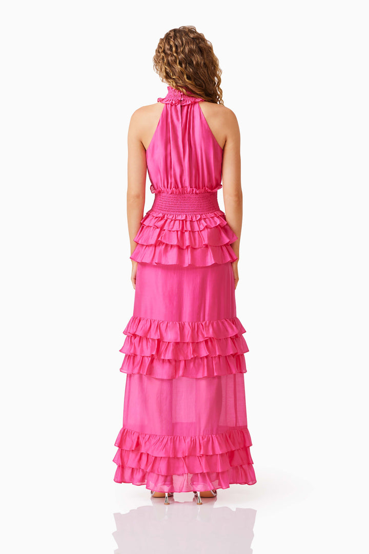 Elliatt Kalani Halter Maxi Dress in Hot Pink