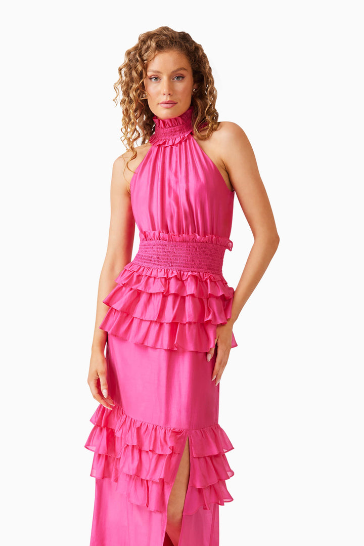 Elliatt Kalani Halter Maxi Dress in Hot Pink