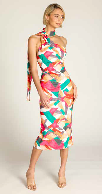 Honey and Beau Euphoric Halter Midi Dress