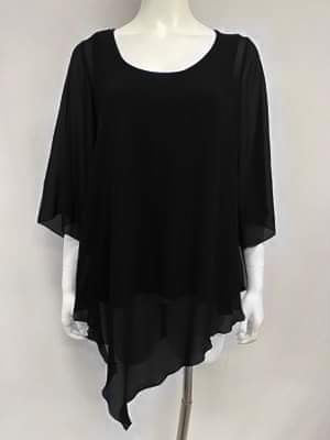 RTM Betty Chiffon Top in Black