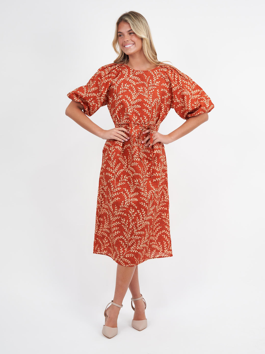 Liberty Rose Honey Brown Floral Dress